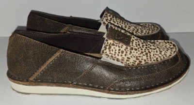 Women's Ariat Cheetah Print Hair On Hide Leather Cruiser Shoe 10046978 Size 10B - Image 1 of 4