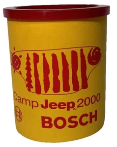 Vintage Camp Jeep 2000 Bosch Foam Koozie Brand Can Holder Yellow/Red Made in USA - Picture 1 of 4