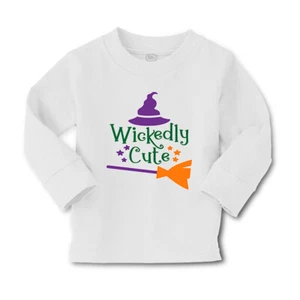 Kids Long Sleeve T Shirt Halloween Wickedly Cute Style A Girls & Boys Clothes - Picture 1 of 12