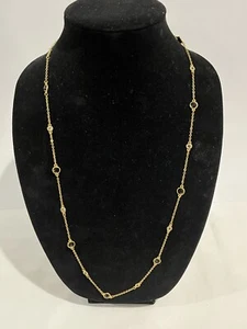 Vintage Halskette Kette Strang schwarz & klar offene Lünette facettiert goldfarben 29" - Bild 1 von 3