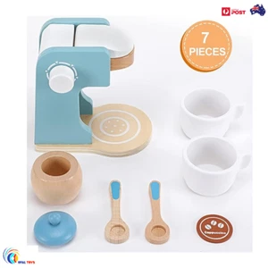 Kids Coffee Maker Playset Toy Coffee Shop Wooden Boys Girls Pretend Fun Play - Picture 1 of 6