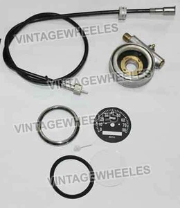 SMITHS 0-80 KMH 2.5 BLACK FACE SPEEDOMETER DIAL & 35 CABLE + SPEEDO DRIVE - Picture 1 of 3