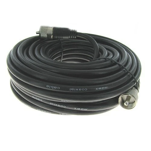 NEW 50 ft RG8X coaxial antenna 50 ohm cable UHF male PL259 plugs *Ships from USA - Image 1 of 2