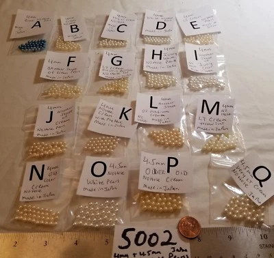 De colección 4mm y 4.5mm Sin Agujero Perla Bola Cremas y Blanco Joyería Artesanal Reparación 5002 Foto 1 de 4