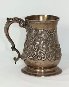 GEORGE II STERLING SILVER PINT MUG TANKARD 1752 J ALDERHEAD 377.6G EXC CONDITION - Bild 1 von 24