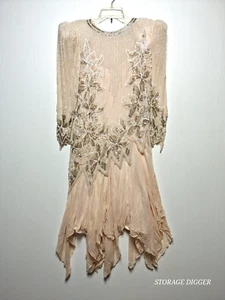 Juego de 2 corbatas negras vintage de Oleg Cassini para mujer 8 beige adornadas florales - Imagen 1 de 17