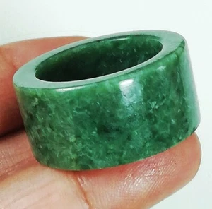 Auténtico anillo de jade para hombre verde talla 11 jadeíta natural birmano pulido translúcido - Imagen 1 de 12