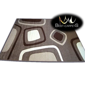 THICK MODERN RUGS 'PILLY' CARPETS ORIGINAL BROWN GEOMETRIC SQUARES CHEAP Carpet - Picture 1 of 1