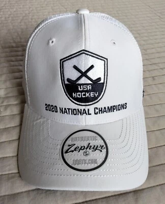 USA Hockey 2020 National Champions sombrero blanco de Zephyr (talla ajustable) Foto 1 de 4