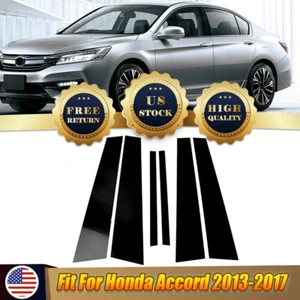 Para Honda Accord 2013-2017 sedán negro brillante ventana puerta pilar postes cubierta moldura - Imagen 1 de 11