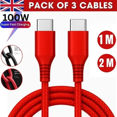 USB C to Type C Fast Charger Cable 3A For Samsung Mobile Phone Lead USB C Cable - Image 1 of 4