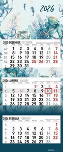 3-Monatskalender Design 2026 - Büro-Kalender 33x20 cm (geschlossen), 33x80 cm (g - Bild 1 von 1