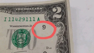 1976 2 dollar bill With Small Error And Repeated Numbers  - Image 1 of 4