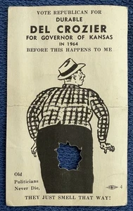 Republikaner Wichita Del Crozier Gouverneur Kansas Karte 1964 Whiskey Bibel politisch - Bild 1 von 2