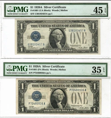 1928A Silver Certificate Fr#1601 5 EPQ Examples - Image 1 of 4