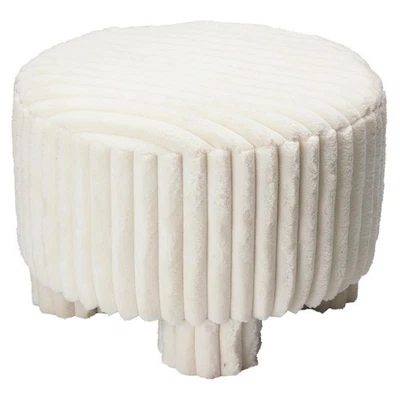 Hocker Gepolsterter Sitzhocker Rund 40 x 40 x 29 cm weiß Polsterhocker Cord Puff - Bild 1 von 3