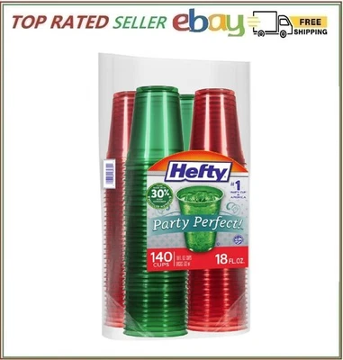 Tazas de plástico de colores navideños perfectas para fiestas, 18 oz., 140 ct. Foto 1 de 4