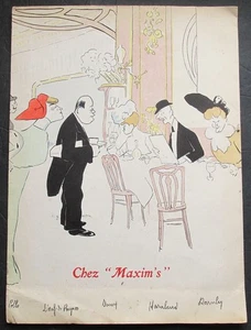 Vintage 30 July 1959 Cafe Chez Maxim's Paris France Restaurant Dinner Menu - Picture 1 of 4