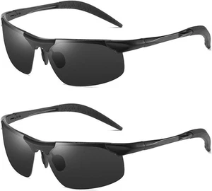 TYFGRT 2 Stück Herren-Sonnenbrille, Rechteckige Sonnenbrille, Sport-Sonnenbrille - Bild 1 von 12