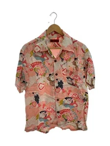 YAMANE DELUXE Open collar/Seven Lucky Gods/Aloha shirt/40/Rayon/Pink/Used - Picture 1 of 5