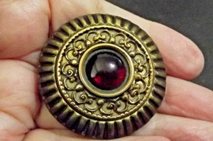 Antique Gay 90s Red Jewel Button, Multi-Borders (4909) - Picture 1 of 4