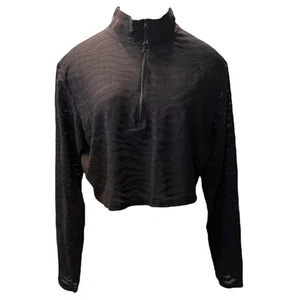 Adam Selman Sport Zebra Print Mesh Crop Top Zipper Gr. M schwarz Laufen Luxus Fun - Bild 1 von 12