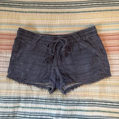 Pantalones Cortos Jolt 9/28W Mezcla de Lino Boho PomPom Ribete Pull On Shorts Foto 1 de 4