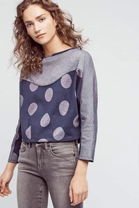 NWT ANTHROPOLOGIE BY 9- H15 Metallic Dot Sweatshirt Sz M - Picture 1 of 3