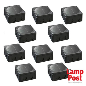 10 x BLACK Wiska 308/5 Combi Junction Box IP66 Outdoor Use - 85mm x 85mm x 51mm - Picture 1 of 4