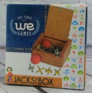NIB 2013 We Games Jacks in the Box Family Game Wooden Box Balls Jacks 490002 - Picture 1 of 6