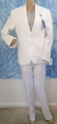 NWT Ryan Seacrest Distinction white linen Blazer & pant 2pc suit,36 SHORTx29W - Image 1 of 4