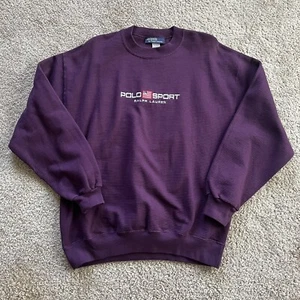 Raro maglione attivo pullover vintage Polo Sport Ralph Lauren Y2k viola taglia L - Foto 1 di 3