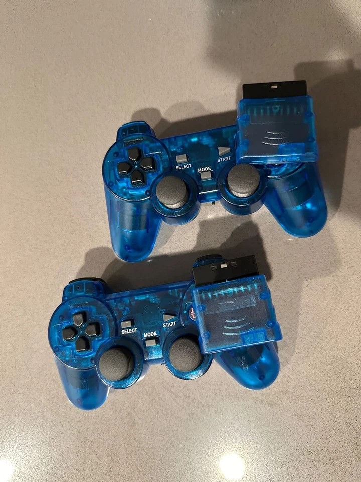 2X BUNDLE For PS2 PS1 Wireless control 2.4GHz Dual Vibration + Pick your Color - Image 1 of 4