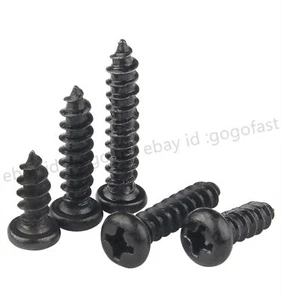 Black Phillips Pan Head Self tapping screws M4 M5 - Picture 1 of 12