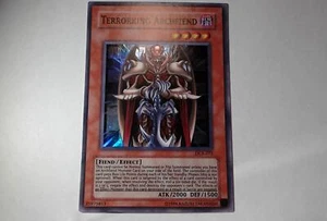 Yugioh KÖNIG DES SCHRECKENS, ERZUNTERWELTLER , dcr-072 Super Rare englisch NM  - Bild 1 von 4