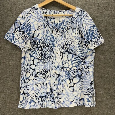 Blusa Alfred Dunner Mujer S Pequeña Azul Estampado Animal Manga Corta Algodón Informal Foto 1 de 4