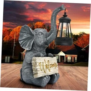 Outdoor Elephant Statue Solar Garden Decorative Lights, Light Up Your Yard, - Picture 1 of 5