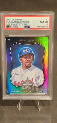 Vladimir Guerrero 2003 Donruss Temporada de Béisbol Stat Line #1/111 PSA 8 Pop 1 Foto 1 de 3