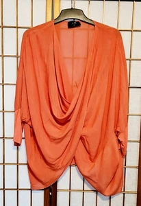 AX Paris Orange Drape Top Size 14 Blouse Draped Blouse Draped Top - Picture 1 of 4