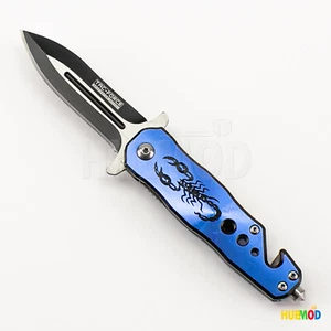 6.25" TAC-FORCE Blue Scorpion Spring Assist Stiletto Tactical Knife Speedster - Picture 1 of 7