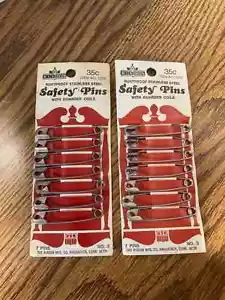 Vtg LOT NEW Risdon Rustproof Safety Pins W/Guarded Coil’s #3 Stainless Steel USA - Picture 1 of 2