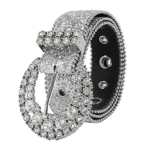 Mealah Women's Rhinestone Western-Belt Bling-Cowboy-Belt - Sparkly-Diamond Bu... - Picture 1 of 7