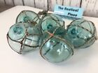 Small Japanese Glass Fishing Floats With Original Netting - 2.5”, Lot of 5
