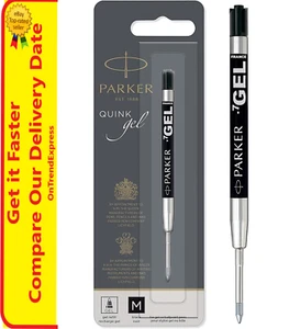 BLACK Parker Gel Ballpoint Pen Refill Medium 0.7mm Factory Sealed Pack - Picture 1 of 8