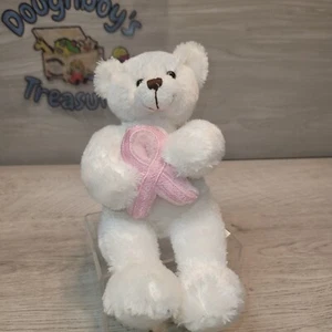 Plushland Sobreviviente de Cáncer Oso de Peluche Blanco 8" Muñeca Juguete Regalo Fe - Imagen 1 de 6