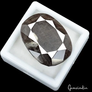 Gema suelta corte ovalado zafiro negro marrón natural sin tratar 264,30 quilates certificada - Imagen 1 de 5