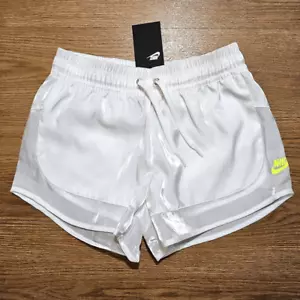 Nike Air Max Sheen Shorts Women's S White Yellow CU5520-100 Translucent New NSW - Picture 1 of 11
