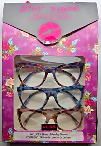 3 Paar Betsey Johnson Leser NEU! Lesebrille Multi Blau Lila +1,50 - Bild 1 von 1