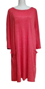 Eileen Fisher M Jersey Linen Striped Pocket Dress Size Medium - Picture 1 of 5