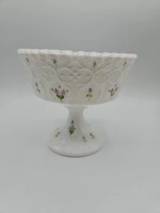 Fenton Milk Glass Silvercrest Footed Candy Dish | Hand Painted/SIgned D Anderson - Picture 1 of 4
